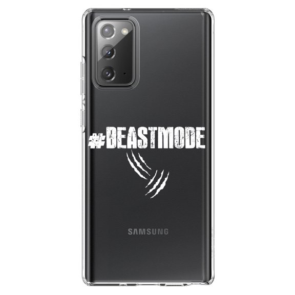DistinctInk Clear Shockproof Hybrid Case for Galaxy Note 20 ULTRA (6.9" Screen) - TPU Bumper Acrylic Back Tempered Glass Screen Protector - #Beastmode Beast Mode