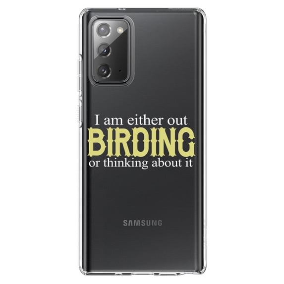 DistinctInk Clear Shockproof Hybrid Case for Galaxy Note 20 ULTRA (6.9" Screen) - TPU Bumper Acrylic Back Tempered Glass Screen Protector - I'm Out Birding or Thinking About It