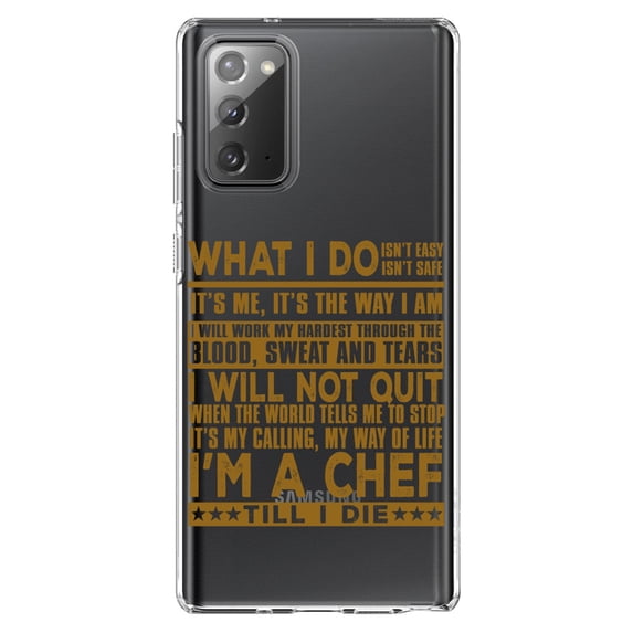 DistinctInk Clear Shockproof Hybrid Case for Galaxy Note 20 ULTRA (6.9" Screen) - TPU Bumper Acrylic Back Tempered Glass Screen Protector - Chef - What I Do Isn't Easy