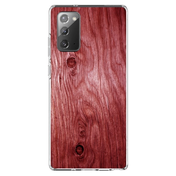 DistinctInk Clear Shockproof Hybrid Case for Galaxy Note 20 ULTRA (6.9" Screen) - TPU Bumper, Acrylic Back, Tempered Glass Screen Protector - Dark Red Weathered Wood Grain Print - Printed Wood Image