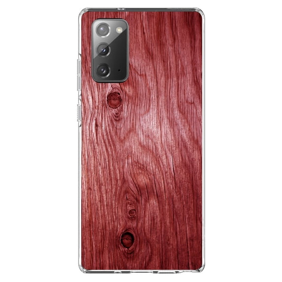 DistinctInk Clear Shockproof Hybrid Case for Galaxy Note 20 ULTRA (6.9" Screen) - TPU Bumper, Acrylic Back, Tempered Glass Screen Protector - Dark Red Weathered Wood Grain Print - Printed Wood Image