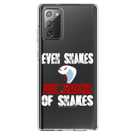 DistinctInk Clear Shockproof Hybrid Case for Galaxy Note 20 ULTRA (6.9" Screen) - TPU Bumper Acrylic Back Tempered Glass Screen Protector - Even Snakes are Afraid of Snakes
