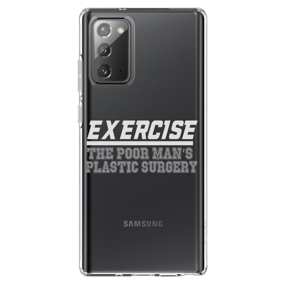 DistinctInk Clear Shockproof Hybrid Case for Galaxy Note 20 ULTRA (6.9" Screen) - TPU Bumper Acrylic Back Tempered Glass Screen Protector - Exercise The Poor Man's Plastic Surgery