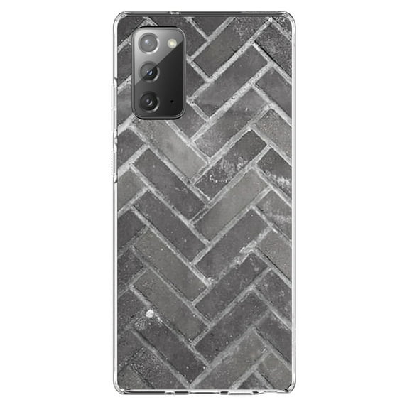 DistinctInk Clear Shockproof Hybrid Case for Galaxy Note 20 ULTRA (6.9" Screen) - TPU Bumper, Acrylic Back, Tempered Glass Screen Protector - Herringbone Brick Floor