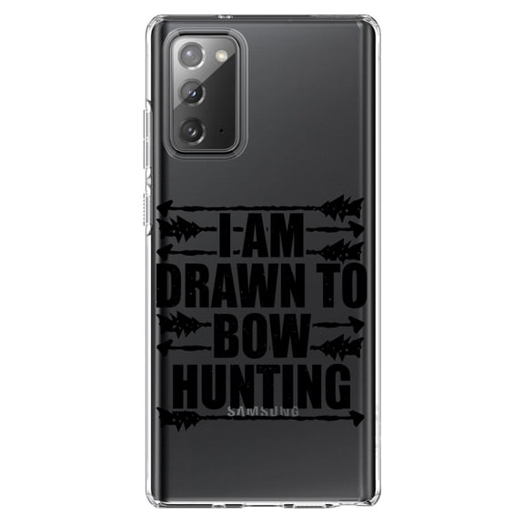 DistinctInk Clear Shockproof Hybrid Case for Galaxy Note 20 ULTRA (6.9" Screen) - TPU Bumper Acrylic Back Tempered Glass Screen Protector - I Am Drawn to Bow Hunting
