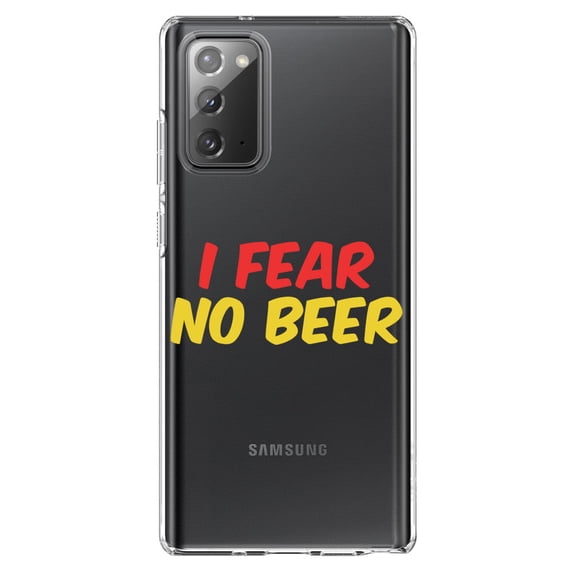 DistinctInk Clear Shockproof Hybrid Case for Galaxy Note 20 ULTRA (6.9" Screen) - TPU Bumper Acrylic Back Tempered Glass Screen Protector - I Fear No Beer