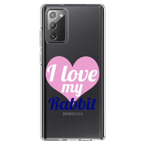 DistinctInk Clear Shockproof Hybrid Case for Galaxy Note 20 ULTRA (6.9" Screen) - TPU Bumper Acrylic Back Tempered Glass Screen Protector - I Love My Rabbit