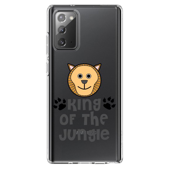 DistinctInk Clear Shockproof Hybrid Case for Galaxy Note 20 ULTRA (6.9" Screen) - TPU Bumper Acrylic Back Tempered Glass Screen Protector - King of the Jungle - Lion