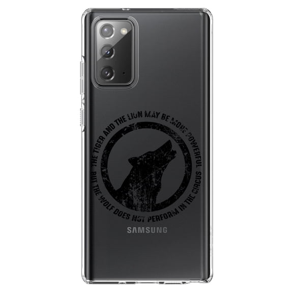 DistinctInk Clear Shockproof Hybrid Case for Galaxy Note 20 ULTRA (6.9" Screen) - TPU Bumper Acrylic Back Tempered Glass Screen Protector - Lion & Tiger Powerful, Wolf Not in Circus