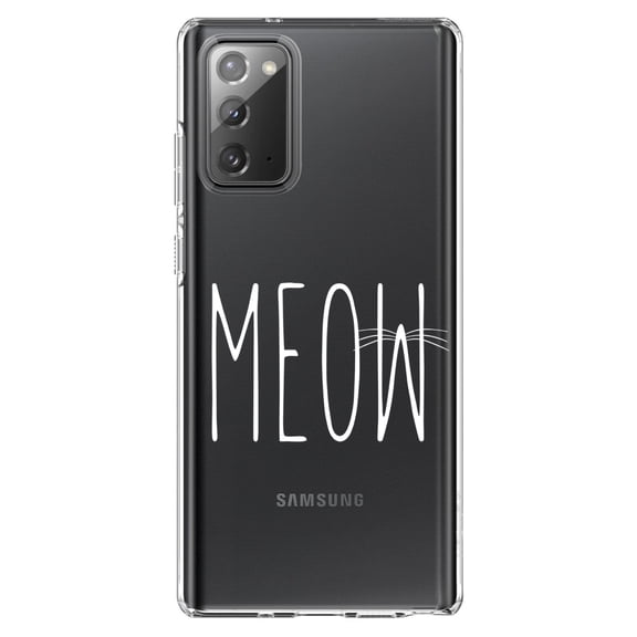DistinctInk Clear Shockproof Hybrid Case for Galaxy Note 20 ULTRA (6.9" Screen) - TPU Bumper Acrylic Back Tempered Glass Screen Protector - Meow - Cat Whiskers