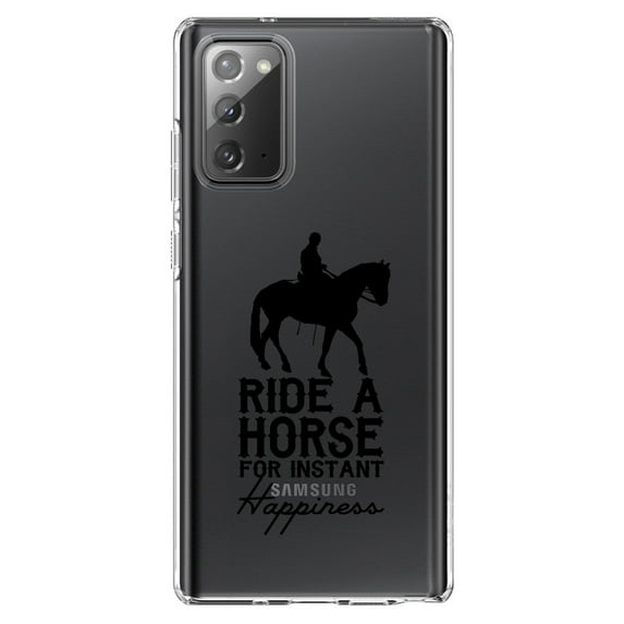 DistinctInk Clear Shockproof Hybrid Case for Galaxy Note 20 ULTRA (6.9" Screen) - TPU Bumper Acrylic Back Tempered Glass Screen Protector - Ride A Horse for Instant Happiness
