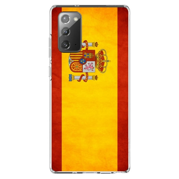 DistinctInk Clear Shockproof Hybrid Case for Galaxy Note 20 ULTRA (6.9" Screen) - TPU Bumper, Acrylic Back, Tempered Glass Screen Protector - Spain Old Weathered Spanish Flag Red Yellow - Spain
