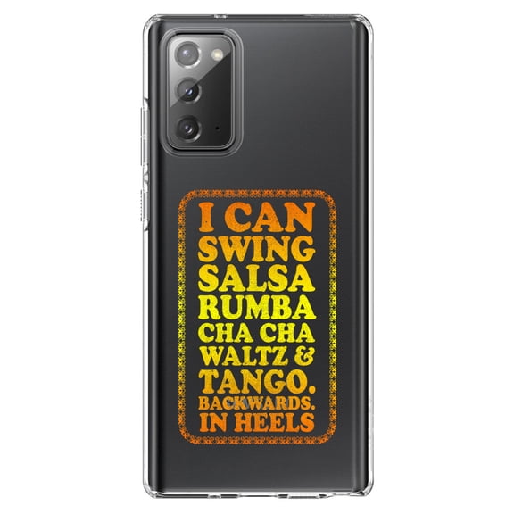 DistinctInk Clear Shockproof Hybrid Case for Galaxy Note 20 ULTRA (6.9" Screen) - TPU Bumper Acrylic Back Tempered Glass Screen Protector - Swing Salsa Rumba Cha Cha Waltz in Heels