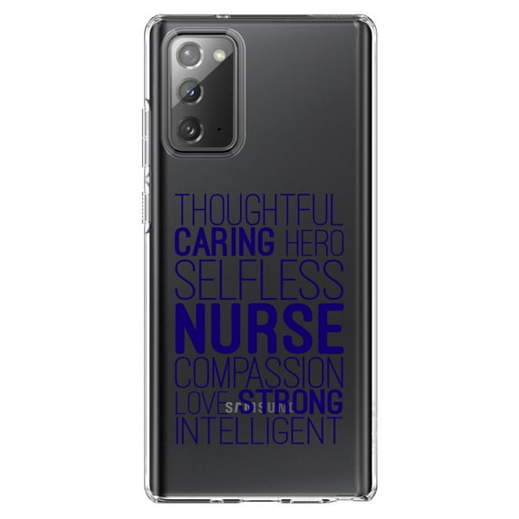DistinctInk Clear Shockproof Hybrid Case for Galaxy Note 20 ULTRA (6.9" Screen) - TPU Bumper Acrylic Back Tempered Glass Screen Protector - Thoughtful Caring Hero Selfless Nurse