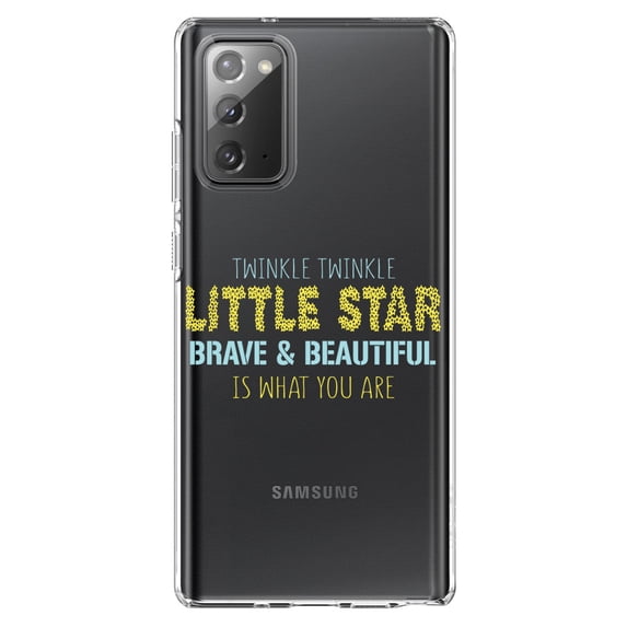 DistinctInk Clear Shockproof Hybrid Case for Galaxy Note 20 ULTRA (6.9" Screen) - TPU Bumper Acrylic Back Tempered Glass Screen Protector - Twinkle Little Star Brave & Beautiful You Are