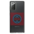 thumbnail image 1 of DistinctInk Clear Shockproof Hybrid Case for Galaxy Note 20 ULTRA (6.9" Screen) - TPU Bumper Acrylic Back Tempered Glass Screen Protector - USA Banner Flag Red White & Blue, 1 of 3