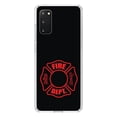 thumbnail image 1 of DistinctInk Clear Shockproof Hybrid Case for Galaxy S20 / S20 5G (6.2" Screen) - TPU Bumper, Acrylic Back, Tempered Glass Screen Protector - Red Fire Department Maltese Cross - First Responders, 1 of 2