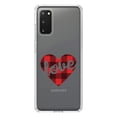 thumbnail image 1 of DistinctInk Clear Shockproof Hybrid Case for Galaxy S20 PLUS / 5G (6.7" Screen) - TPU Bumper Acrylic Back Tempered Glass Screen Protector - Buffalo Love Heart - Red Black Plaid, 1 of 2