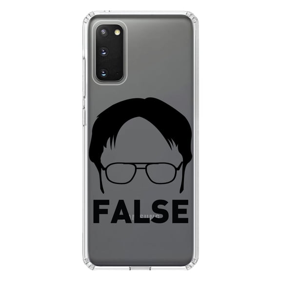 DistinctInk Clear Shockproof Hybrid Case for Galaxy S20 PLUS / 5G (6.7" Screen) - TPU Bumper Acrylic Back Tempered Glass Screen Protector - Dwight Silhouette - FALSE