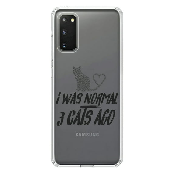 DistinctInk Clear Shockproof Hybrid Case for Galaxy S20 PLUS / 5G (6.7" Screen) - TPU Bumper Acrylic Back Tempered Glass Screen Protector - I Was Normal 3 Cats Ago