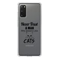 thumbnail image 1 of DistinctInk Clear Shockproof Hybrid Case for Galaxy S20 PLUS / 5G (6.7" Screen) - TPU Bumper Acrylic Back Tempered Glass Screen Protector - Never Trust Man Who Doesn't Like Cats, 1 of 2