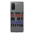 thumbnail image 1 of DistinctInk Clear Shockproof Hybrid Case for Galaxy S20 PLUS / 5G (6.7" Screen) - TPU Bumper Acrylic Back Tempered Glass Screen Protector - Sir There is Blood in My Alcohol System, 1 of 2