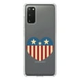 thumbnail image 1 of DistinctInk Clear Shockproof Hybrid Case for Galaxy S20 PLUS / 5G (6.7" Screen) - TPU Bumper Acrylic Back Tempered Glass Screen Protector - USA Heart Flag Red White & Blue, 1 of 2