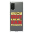 thumbnail image 1 of DistinctInk Clear Shockproof Hybrid Case for Galaxy S20 PLUS / 5G (6.7" Screen) - TPU Bumper Acrylic Back Tempered Glass Screen Protector - Warning Crazy Baseball Fan Approaching, 1 of 2