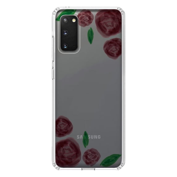 DistinctInk Clear Shockproof Hybrid Case for Galaxy S20 PLUS / 5G (6.7" Screen) - TPU Bumper, Acrylic Back, Tempered Glass Screen Protector - Watercolored Roses