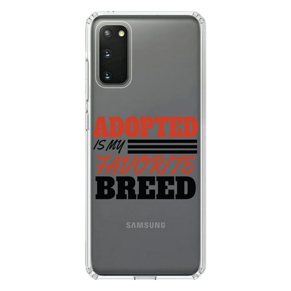 DistinctInk Clear Shockproof Hybrid Case for Galaxy S20 / S20 5G (6.2" Screen) - TPU Bumper Acrylic Back Tempered Glass Screen Protector - Adopted is My Favorite Breed