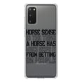 thumbnail image 1 of DistinctInk Clear Shockproof Hybrid Case for Galaxy S20 / S20 5G (6.2" Screen) - TPU Bumper Acrylic Back Tempered Glass Screen Protector - Horse Sense Keeps it from Betting on People, 1 of 2
