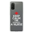 thumbnail image 1 of DistinctInk Clear Shockproof Hybrid Case for Galaxy S20 / S20 5G (6.2" Screen) - TPU Bumper Acrylic Back Tempered Glass Screen Protector - Keep Calm I'm Almost a Nurse, 1 of 2
