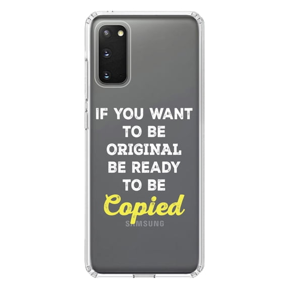 DistinctInk Clear Shockproof Hybrid Case for Galaxy S20 / S20 5G (6.2" Screen) - TPU Bumper Acrylic Back Tempered Glass Screen Protector - IF You Want to be Original Be Ready to be Copied
