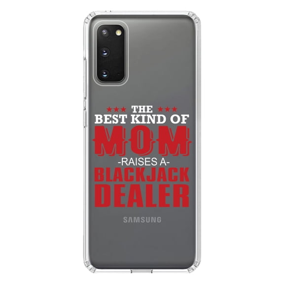 DistinctInk Clear Shockproof Hybrid Case for Galaxy S20 ULTRA / 5G (6.9" Screen) - TPU Bumper Acrylic Back Tempered Glass Screen Protector - Best Mom Raises a Blackjack Dealer