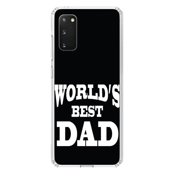 DistinctInk Clear Shockproof Hybrid Case for Galaxy S20 ULTRA / 5G (6.9" Screen) - TPU Bumper, Acrylic Back, Tempered Glass Screen Protector - Black White World's Best Dad - Happy Father's Day