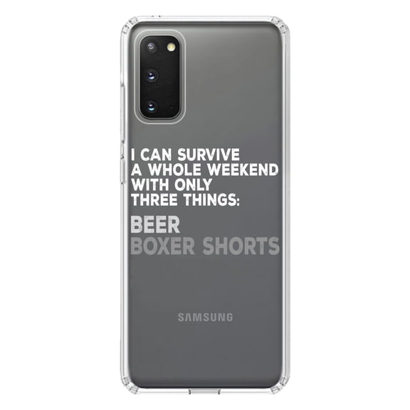 DistinctInk Clear Shockproof Hybrid Case for Galaxy S20 ULTRA / 5G (6.9" Screen) - TPU Bumper Acrylic Back Tempered Glass Screen Protector - Can Survive with Only Beer Boxers Batteries