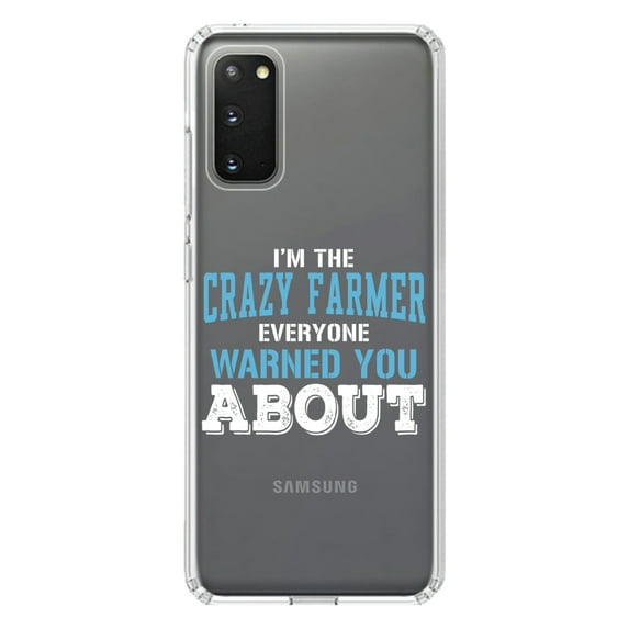 DistinctInk Clear Shockproof Hybrid Case for Galaxy S20 ULTRA / 5G (6.9" Screen) - TPU Bumper Acrylic Back Tempered Glass Screen Protector - I'm The Crazy Famer Warned You About