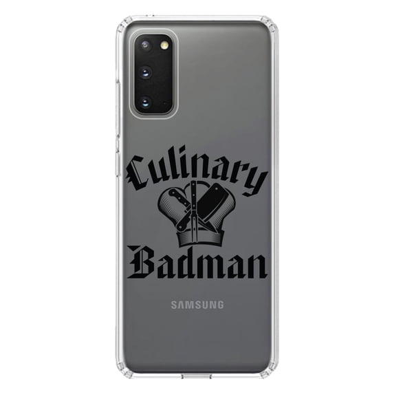 DistinctInk Clear Shockproof Hybrid Case for Galaxy S20 ULTRA / 5G (6.9" Screen) - TPU Bumper Acrylic Back Tempered Glass Screen Protector - Culinary Badman