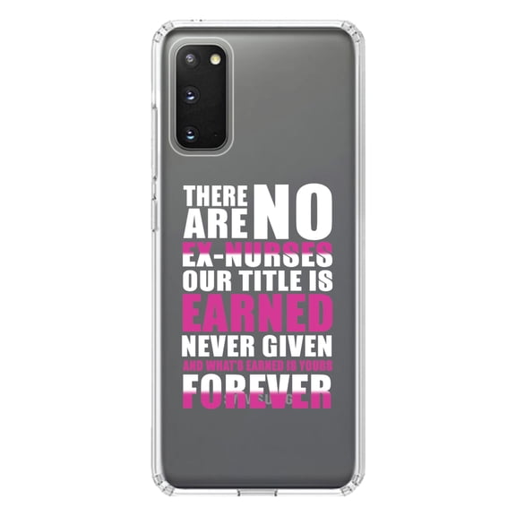 DistinctInk Clear Shockproof Hybrid Case for Galaxy S20 ULTRA / 5G (6.9" Screen) - TPU Bumper Acrylic Back Tempered Glass Screen Protector - No Ex Nurses Title is Earned Forever
