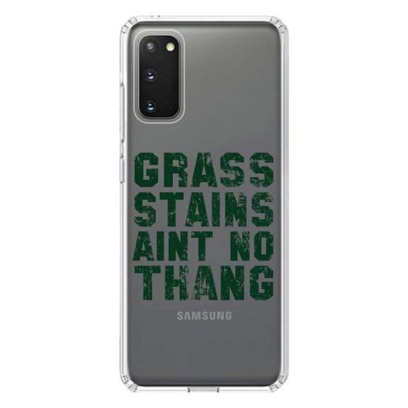 DistinctInk Clear Shockproof Hybrid Case for Galaxy S20 ULTRA / 5G (6.9" Screen) - TPU Bumper Acrylic Back Tempered Glass Screen Protector - Grass Stains Ain't No Thang