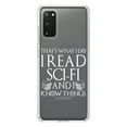 thumbnail image 1 of DistinctInk Clear Shockproof Hybrid Case for Galaxy S20 ULTRA / 5G (6.9" Screen) - TPU Bumper Acrylic Back Tempered Glass Screen Protector - I Read Sci-Fi and I Know Things, 1 of 2