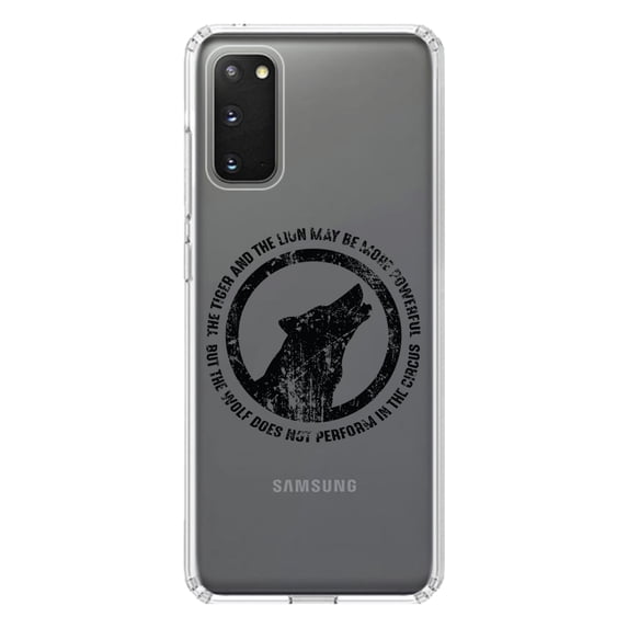 DistinctInk Clear Shockproof Hybrid Case for Galaxy S20 ULTRA / 5G (6.9" Screen) - TPU Bumper Acrylic Back Tempered Glass Screen Protector - Lion & Tiger Powerful, Wolf Not in Circus