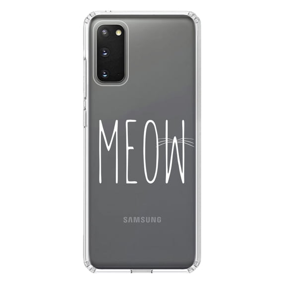 DistinctInk Clear Shockproof Hybrid Case for Galaxy S20 ULTRA / 5G (6.9" Screen) - TPU Bumper Acrylic Back Tempered Glass Screen Protector - Meow - Cat Whiskers