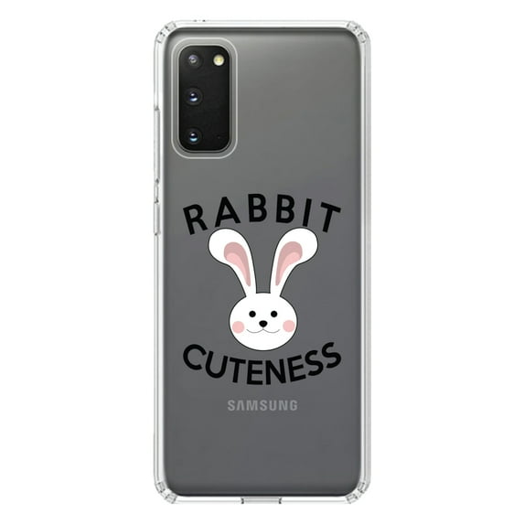 DistinctInk Clear Shockproof Hybrid Case for Galaxy S20 ULTRA / 5G (6.9" Screen) - TPU Bumper Acrylic Back Tempered Glass Screen Protector - Rabbit Cuteness - Bunny Ears