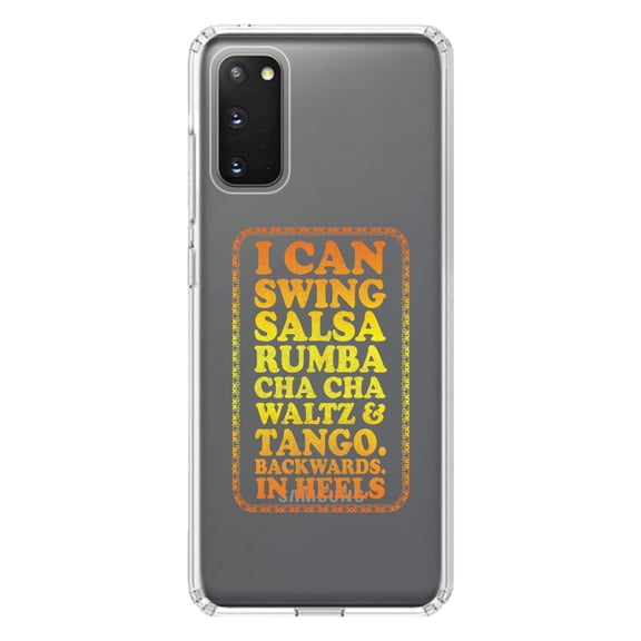 DistinctInk Clear Shockproof Hybrid Case for Galaxy S20 ULTRA / 5G (6.9" Screen) - TPU Bumper Acrylic Back Tempered Glass Screen Protector - Swing Salsa Rumba Cha Cha Waltz in Heels