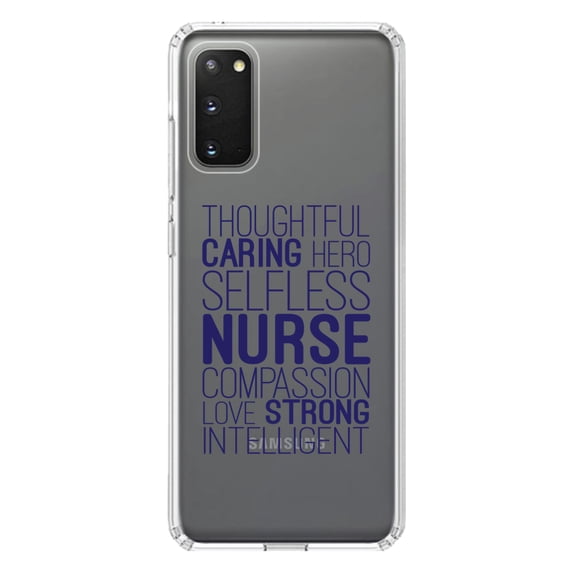 DistinctInk Clear Shockproof Hybrid Case for Galaxy S20 ULTRA / 5G (6.9" Screen) - TPU Bumper Acrylic Back Tempered Glass Screen Protector - Thoughtful Caring Hero Selfless Nurse