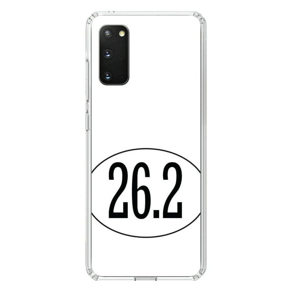 DistinctInk Clear Shockproof Hybrid Case for Galaxy S20 ULTRA / 5G (6.9" Screen) - TPU Bumper, Acrylic Back, Tempered Glass Screen Protector - White 26.9 Oval Marathon Run - Running