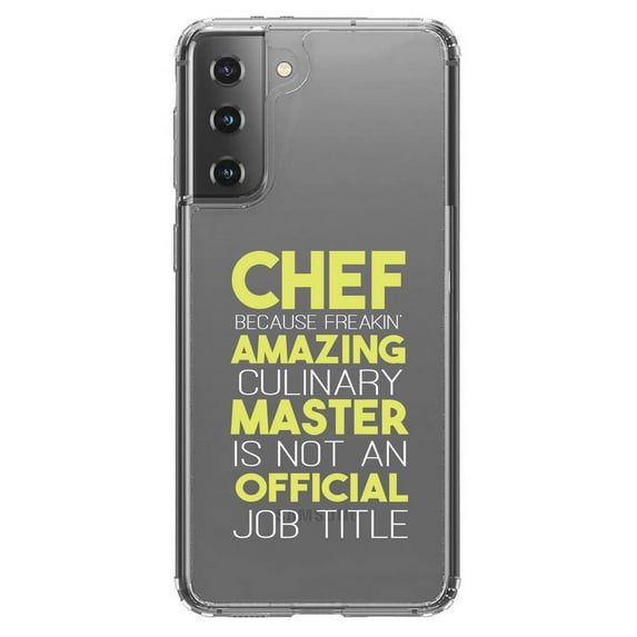 DistinctInk Clear Hybrid Case for Samsung Galaxy S21 (6.2" Screen) - Chef Amazing Culinary Master - Lightweight Grip