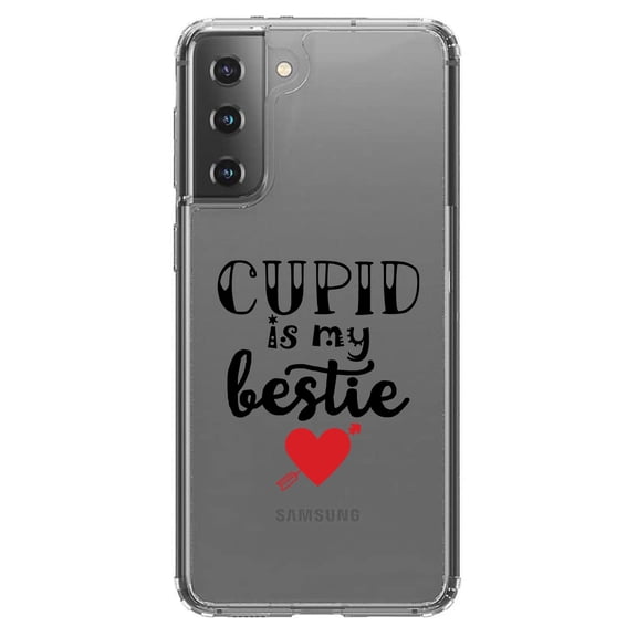 DistinctInk Clear Hybrid Case for Samsung Galaxy S21 (6.2" Screen) - Valentine - Lightweight Grip