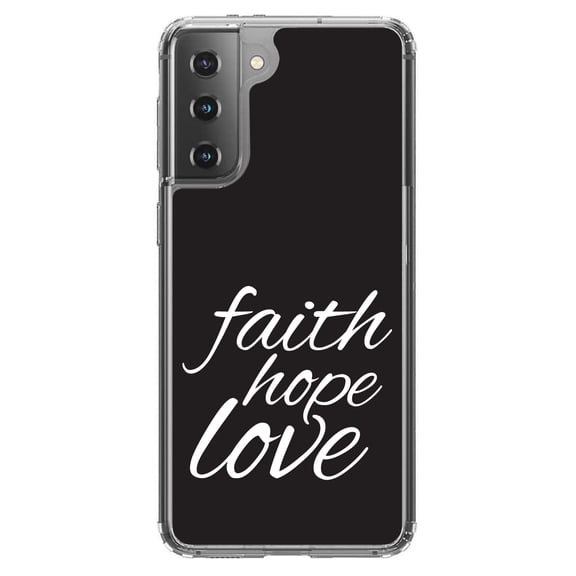 DistinctInk Clear Hybrid Case for Samsung Galaxy S21 (6.2" Screen) - Show Your Love of Christ - Lightweight Grip